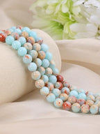 Jovivi 96pcs 8mm Blue Imperial Jasper Round Stone Beads for Jewelry Making - color: Blue Imperial Jasper