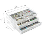 Weiai Acrylic Jewelry Box 3 Drawers, Velvet Jewellery Organizer, Earring Rings Necklaces Bracelets Display Case Gift for Women, Girls - color: Gray
