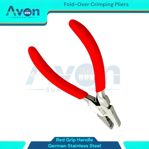 1 Each Fold-Over Crimp Pliers for Leather, Suede, and Crimping, Jewelry Making Supplies with Red Grip - German Stainless Steel