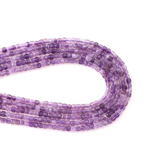 Faceted Natural Amethyst 2-3mm Cube Square Loose Beads Gemstone Small Loose Beads Healing Crystal Energy Stone for DIY Jewelry Making 15" - color: Amethyst1