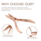 Hair Extension Tool Kit Microlink Pliers with Anti-slip Handle Hair Extension Beading Tool Hair Needle Pulling Hook Hair Styling Bead Closer and Remover Pliers - color: 2 Rose Gold