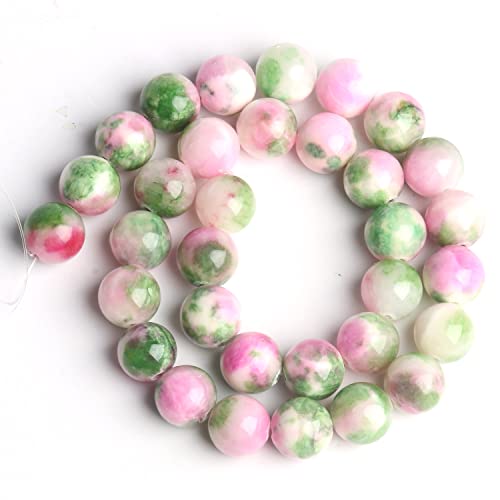 Yochus 60pcs 6mm Pink &Green Persian Jade Energy Healing Round Bulk Gemstone Beads for Jewelry Making Bracelet Necklace Earring DIY - color: pink&green, size: 6mm
