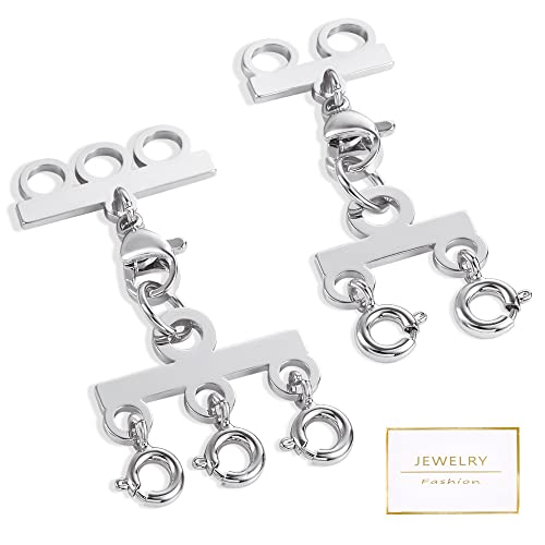 Silver Necklace Separator for Layering Necklace Layering Clasps Connectors for Multiple Necklaces（2 PCS） - color: C-Silver