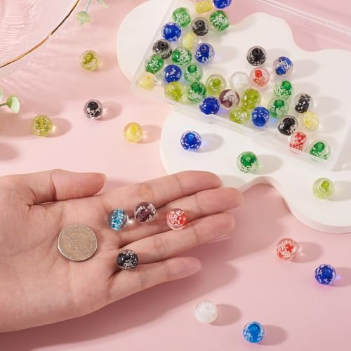 Elecrelive 50Pcs Round Glow in The Dark Beads 12mm Luminous Lampwork Glass Beads for DIY Bracelet Necklace Earring Jewelry Making - color: Mixed Color-12mm
