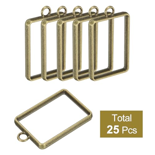 uxcell 25Pcs Alloy Open Bezel Pendants, Rectangular Hollow Frame Pendant Geometric Open Back Frame Pendant for Resin Jewelry Making Earrings Necklace Bracelet DIY, Bronze - color: Bronze, size: 1.32 x 0.83 inch