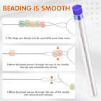 UOOU 6 Pcs Beading Needles, Collapsible Big Eye Bead Needles, Beading Supplies 2 Sizes Twisted Beading Needles for Seed Beads Jewelry Making - style: 0.6 x 130 mm