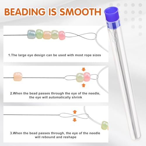 UOOU 6 Pcs Beading Needles, Collapsible Big Eye Bead Needles, Beading Supplies 2 Sizes Twisted Beading Needles for Seed Beads Jewelry Making - style: 0.6 x 130 mm