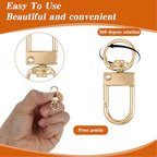 Xindojuz 30 PCS Metal Lobster Claw Clasps for Keychains and Jewelry Making, 360° Swivel Lanyards Snap Hooks Strap with Key Rings, Key Chains Connector Purses Straps Bag Charm DIY Accessories (Gold) - color: Gold