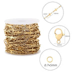 5 Meters Stainless Steel Cross Link Chains in Bulk for DIY Men Women Jewelry Making with Lobster Clasps, Jump Rings (Gold) - color: gold
