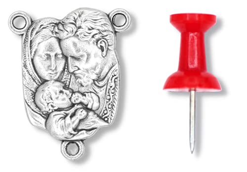 Gifts Catholic Inc. Pack of 10 - Holy Family Centerpieces for Rosary - 1" Silver Oxidized Bulk Rosary Making Supplies - Made in Italy