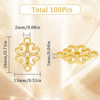 SUNNYCLUE 1 Box 100PCS Flower Connectors Connector Charms Gold Flower Hollow Chandelier Components Connectors Links Double Sided Charms for Jewelry Making Charms Earrings Necklace Bracelets DIY Crafts