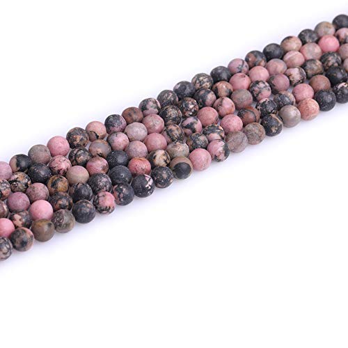 6mm Natural Stone Black Rhodonite Frosted Matte Unpolished Round Beads for Jewelry Making Strand 15 inch - color: Black Rhodonite, size: 6mm