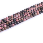 6mm Natural Stone Black Rhodonite Frosted Matte Unpolished Round Beads for Jewelry Making Strand 15 inch - color: Black Rhodonite, size: 6mm