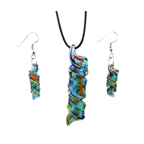 Glass Water Drop Shape Glaze Spiral Dangle Earrings Lampwork Handmade Glass Bead Geometric Earrings for Women Jewelry - color: Hollow Swirl