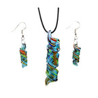 Glass Water Drop Shape Glaze Spiral Dangle Earrings Lampwork Handmade Glass Bead Geometric Earrings for Women Jewelry - color: Hollow Swirl