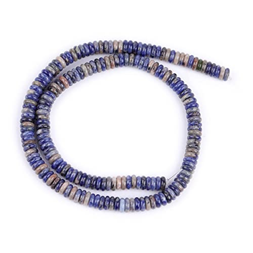 JOE FOREMAN 2x6mm Natural Blue Sodalite Jasper Stone Heishi Disc Rondelle Spacer Beads for Jewelry Making Full 15" Strand Energy Stone Healing Power Crystal - color: Blue Sodalite Jasper 2