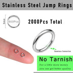 2000 Pieces No Tarnish Stainless Steel Jump Rings for Jewelry Making, 5mm, 20 Gauge Thickness, Silver (5mm) - color: 5mm