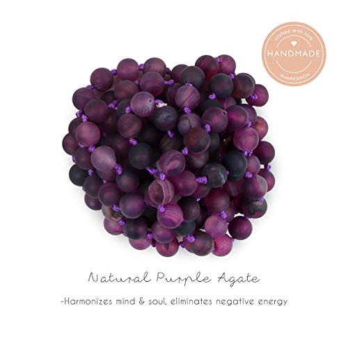 Bead Strand Versatile 60" Long Wrap Necklace - Handmade Knotted Multi Layer Sparkly Crystal, Semi Precious Natural Stone, Lava, Glass Faux Pearl - color: Natural Stone Bead - Purple Agate