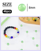 8mm Glass Beads 46PCS Glass Beads for Jewelry Making Charm Round Loose Bead for Bracelet Making Kit (White Green) - color: White Green