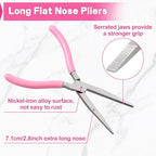 7.5" Long Flat Nose Pliers Serrated Jaw Extra Long Nose Plier Duckbill Pliers Jewelry Making Supplies for Jewelry Making, Fishing, Wire Wrapping, Flat Plier for Hard to Reach Narrow Spaces - style: 7.5" Flat Nose Plier Serrated Jaw