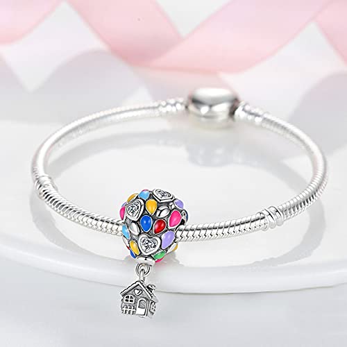 MULA 925 Sterling Silver Charms for Bracelets and Necklaces Lipstick and Bag Dangle Pendants Tower Camera Beads Jewelry Charms for Women - color: Colorful Hot Air Balloon