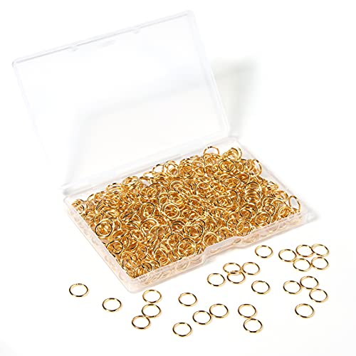 1000 Pcs 7mm Open Jump Rings Gold Plated Jump Rings for Jewelry Making Single Ring Bulk for DIY Craft Earring Necklace Bracelet Pendant Choker Jewelry Making Findings and Key Ring Chain (Gold, 7mm) - color: Gold, size: 7mm
