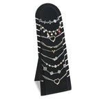 MOOCA 2 Pcs Set Bracelet Necklace Chain Display Pad with 12 Slots, Jewelry Organizer Display with Easel Stand for Chains, 4.5W x 4.9D x 12.2H in, Black Velvet - color: Black,12 Slots