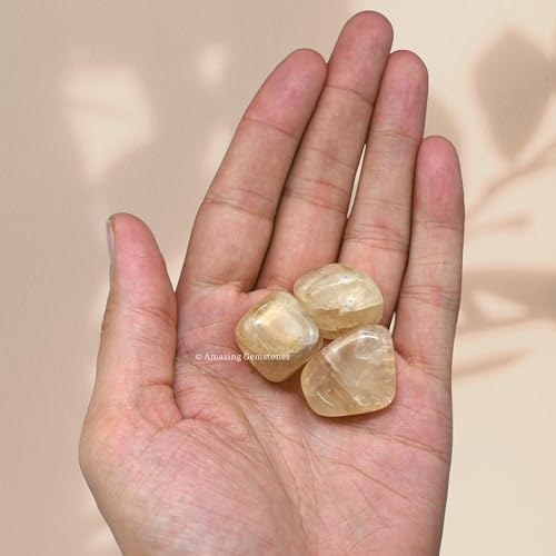 Amazing Gemstone Citrine Crystal Tumbled Stones Polished Rocks - Natural Gem Stones for Healing - DIY Crystals for Protection (1 Piece) - color: Citrine
