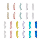 Spritewelry 110 pcs Acrylic Tube Beads for Bracelets Chunky Bamboo Tube Beads Bangle Acrylic Beads Noodle Transparent Curved Beads for Jewelry Making Earring Crafts - color: Pink-Transparent