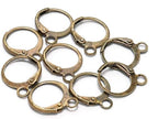 20Pcs Steel French Lever Earring Hooks Wire Settings Base Hoops Earrings with Open Loop for Men Women for DIY Jewelry Making Supplies(14×12mm) (Antique Bronze) - color: Antique Bronze