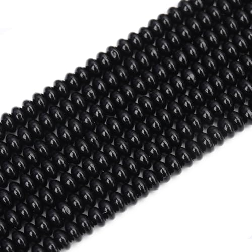 BONNY BOXX 1 Strand (150PCs) Natural 2 * 4mm Black Obsidian Rondelle Beads, Natural Abacus Disk Stone Beads Loose Spacer Gemstone for DIY Bracelet Necklace Jewelry Making - color: Black Obsidian, size: 2*4MM