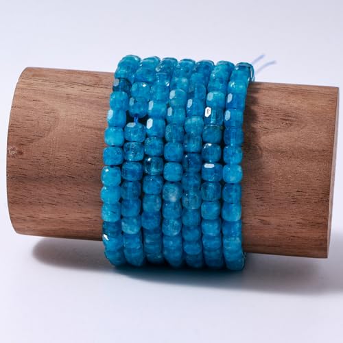 Natural Faceted Apatite Cube Stone Beads 5-5.5mm 60pcs/str Loose Square Semi Gemstone Stone Beads for Making Bracelets Necklace Earrings - color: Apatite
