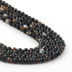 Song Xi 90pcs 4mm Natural Black Striped Agate Gemstone Beads Faceted Round Loose Stone Beads for Jewelry Making (1 Strand) - color: Black Striped Agate, size: 3.7-4.2mm