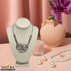 Novel Box Beige Linen Stand Jewelry Necklace Display 7.5x4x11 Inches - Freestanding Travel Necklace Holder Stand - Necklace Mannequin Organizer Stands - Necklace Displays Large - color: Beige Linen, size: Large