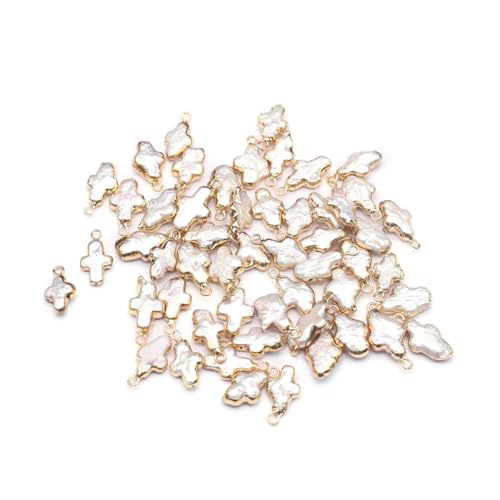5 Pcs Natural Pearl Pendants Irregular Freshwater Pearl Pendant Charms for Jewelry Making Necklace Bracelet DIY Gift - color: cross