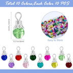 100/200Pcs Crystal Dangle Charms for Jewelry Making Bulk Small Cute Charms Transparent Glass Beads Pendants with Silver Gold Caps for Earring Necklace Bracelet DIY Supplies - color: Silver B
