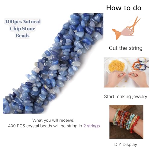 XIANNVXI Blue Aventurine, Beads Natural Chip Stone Beads 400Pcs Crystal Bead 5-8mm Irregular Healing Crystal Loose Rocks for DIY Jewelry Making - color: A-Blue Aventurine