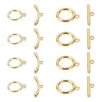 14K Gold Toggle Clasps 2 Sets T-Bar Jewelry Clasp Bracelet Closure Clasp Fastener IQ End Connectors for DIY Necklace Bracelet Earring Jewelry Making - color: 14K Gold Plated-2 Styles