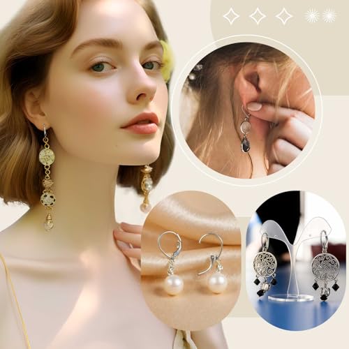 Liliaafar 12 Pcs Silver Leverback Earring Hooks French Earring Hooks 10x15mm Interchangeable Dangle Ear Wire Findings for Women Jewelry Making DIY Crafts Supplies, 2 Styles