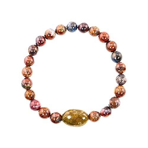Black Obisidian Bracelets for Men 8" Inch Full Stretch Healing Crystal Bracelet, Beaded Charm Bracelet for Men Gifts Fathers Day Anniversary Birthday Gifts for Him - color: Jasper & Labradorite Charm Bracelets
