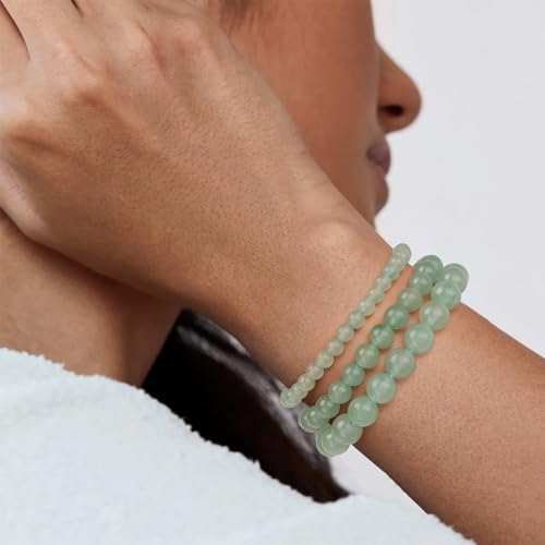 3 PCS Healing Crystal Bracelets for Women 8mm Natural Stone Beaded Stretch Bracelet Amethyst Jewelry Gifts - color: 4,6,8mm Green Aventurine