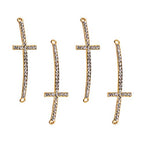 PH PandaHall 12pcs Cross Connector Golden Metal Rhinestone Charms Curved Sideways Connector Bar Link for Easter Eid Mubarak Ramadan Decoration Necklace Earring Bracelet Jewelry Making