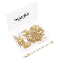 BEADIA 14K Gold Plated Extender Chains 75mm 20pcs Heart Extension Tail Chains for Jewelry Making Findings - color: Heart