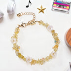 Healing Onyx Bracelet for Women Men Handmade Natural Gemstone Amethyst Crystal Bracelets Obsidian Cross Beaded Stone Jewelry - color: Citrine