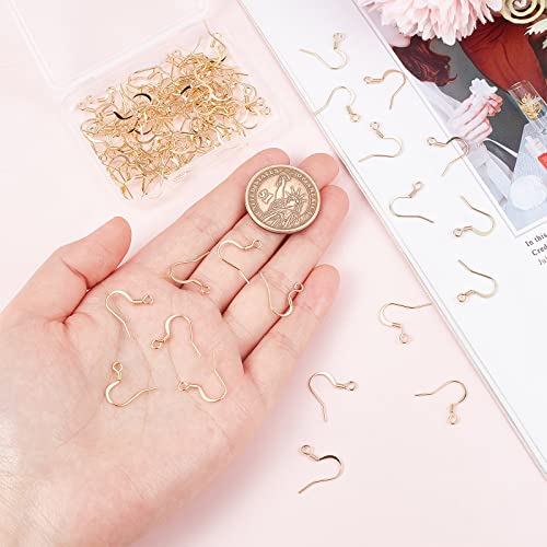 SUNNYCLUE 1 Box 100Pcs 18k Gold Plated Earring Hooks French Ear Hooks Fish Hook Earrings Ear Wires Fishhook Earring Findings for Jewellery Making Adult DIY Dangle Earrings Craft Accessories Supply - color: 100pcs Real 18k Gold Plated Earring Hooks
