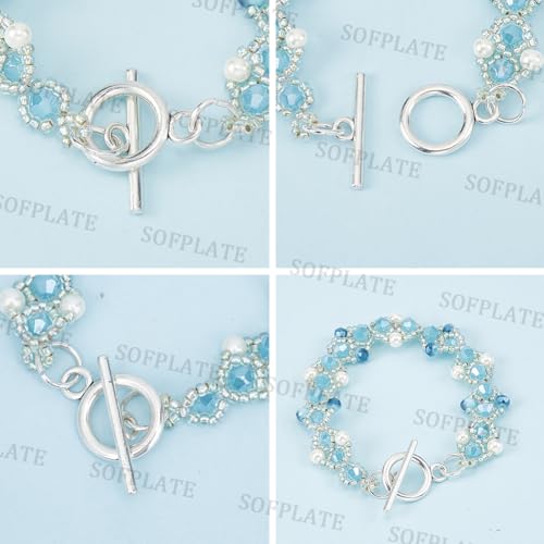 1 Box 60 Sets Bracelet Toggle Clasps and Closures Toggle Jewelry Clasps Alloy Silver t-Bat Connector Clasp with Open Jump Rings for Jewelry Making Necklace Bracelets Supplies Craft DIY - style: Style 4