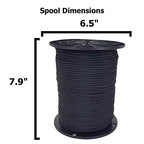 3/16" Black Shock Cord, Marine Grade Polyester Bungee Cord, 500 ft Spool, UV Resistant Elastic Rope - size: (#6) 3/16" x 500 feet