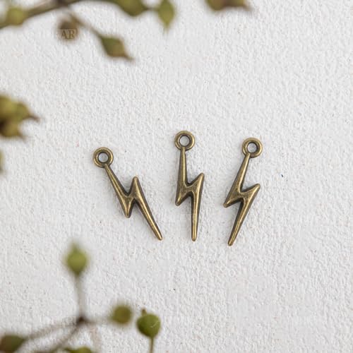 AUEAR, Flash Shape Charms Lightning Bolt Pendants Alloy Charm for Jewelry Making Supply Bracelet Necklace Earrings DIY Crafting Antiqued - color: Brown
