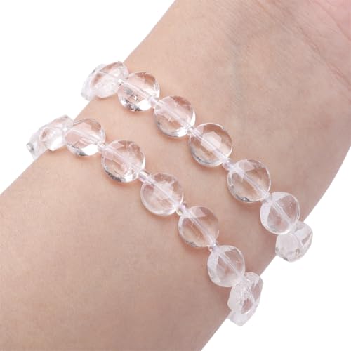 BEADIA Natural Faceted Clear Quartz Rondelle Disk Stone Beads 10x5mm 37cm for DIY Chain Jewelry Making - color: Clear Quartz