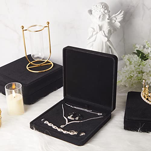 Yinkin 6 Pcs Velvet Jewelry Set Box Jewelry Display Case Earring Ring Bracelet Necklace Gift Box Pearl Necklace Storage Case for Mother's Day Wedding Travel Anniversary(Black) - color: Black